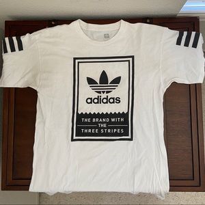 Adidas White Trefoil Logo Short Sleeve Tee - M